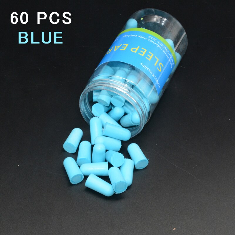Earplugs Noise Reduction Sleep Foam Plug Canceling Music Anti Reusable For Snoring Earplug Sound Insulation Sleeping Ear Plugs: 60 pcs blue