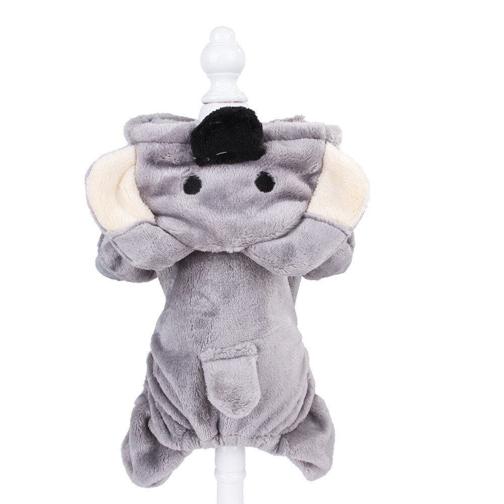 Pet Autumn Winter Flannel Four Legs Costume for Small Medium Dogs Puppy Warm Thickened Hoodie Coat Grey Koala Dogs Clothing: L