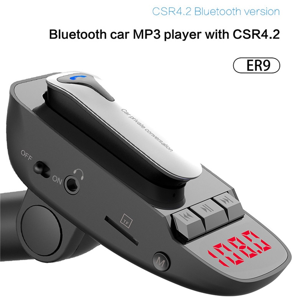 Auto MP3 Speler Fm-zender Modulator Met Bluetooth Headset Auto Display Bluetooth MP3 Dual Usb