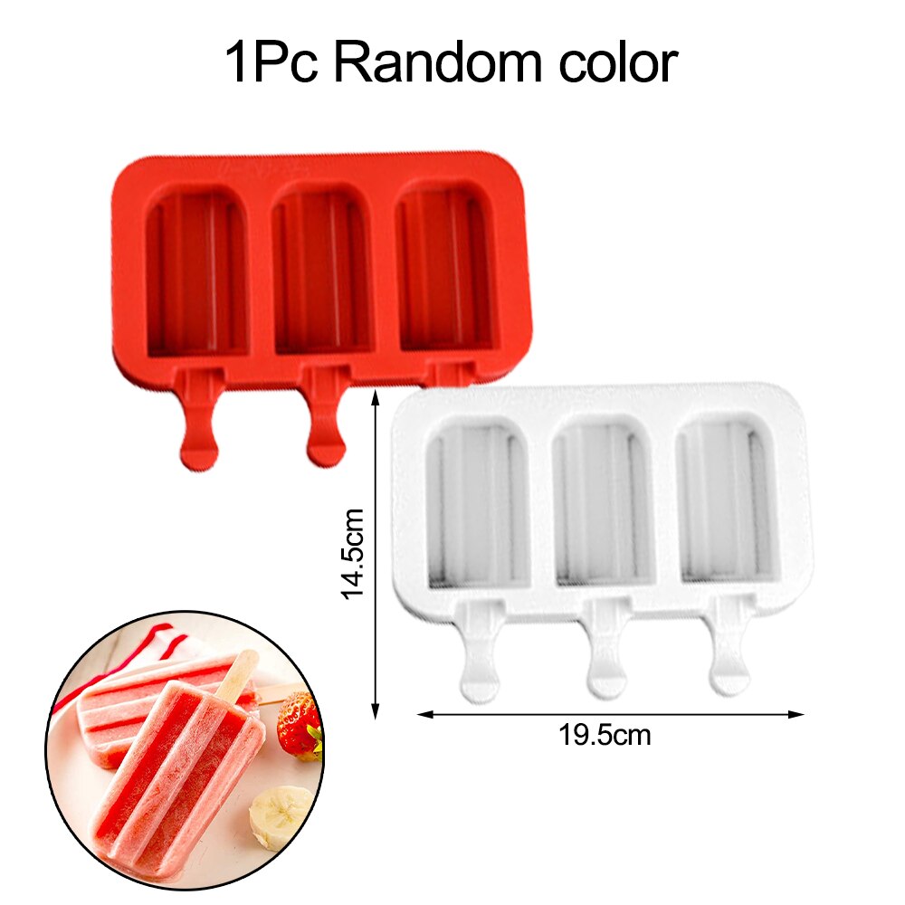 Molde de silicona para hacer helados de 3/4/8 cavidades, bandeja para hacer polos de Chocolate, cubo de hielo, palos de madera, herramientas caseras para postres: Random Type A