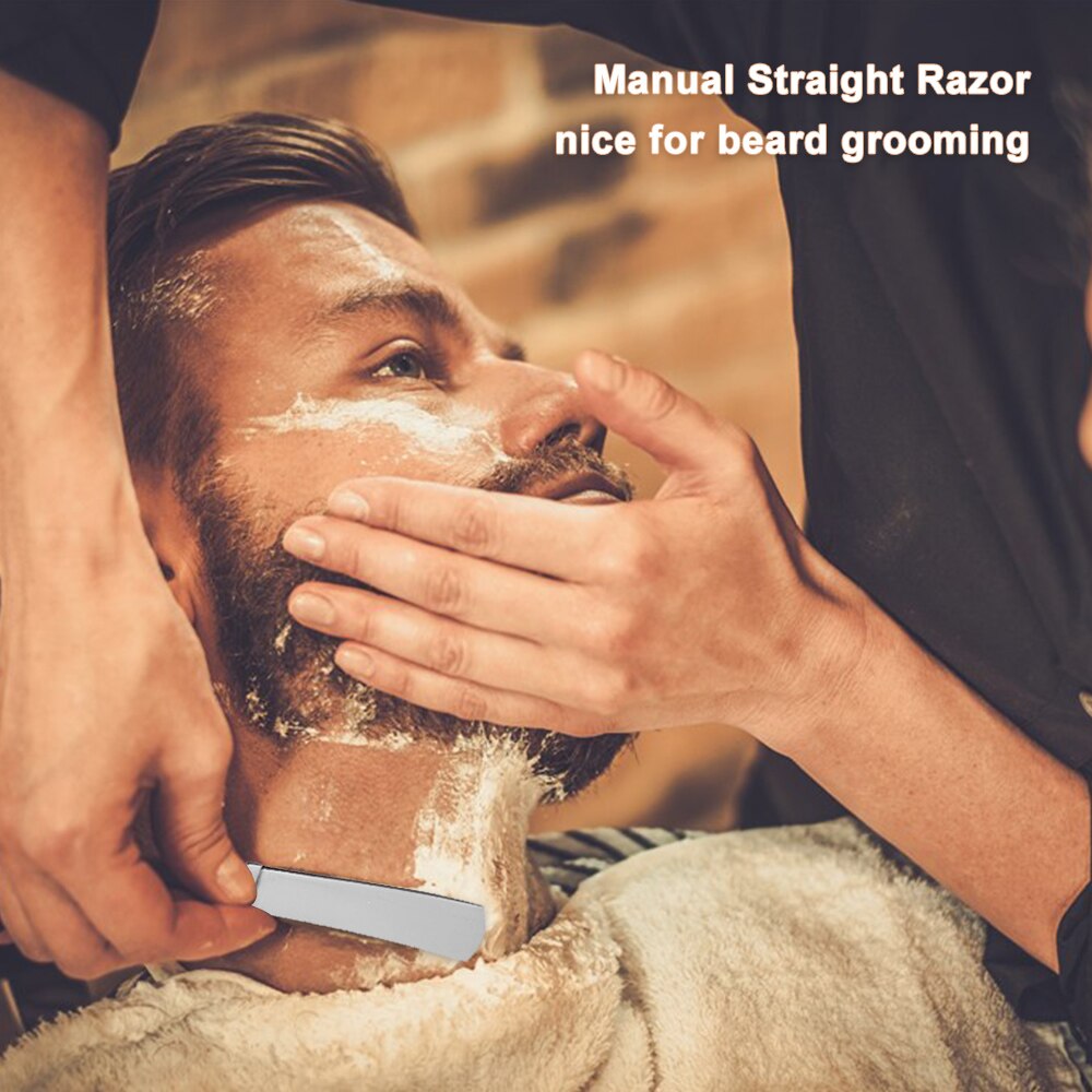 Straight Razor Manual Razor for Beard Grooming Folding Razor with Straight Edge Blade Wood Handle Pro Barber Shaving Tool
