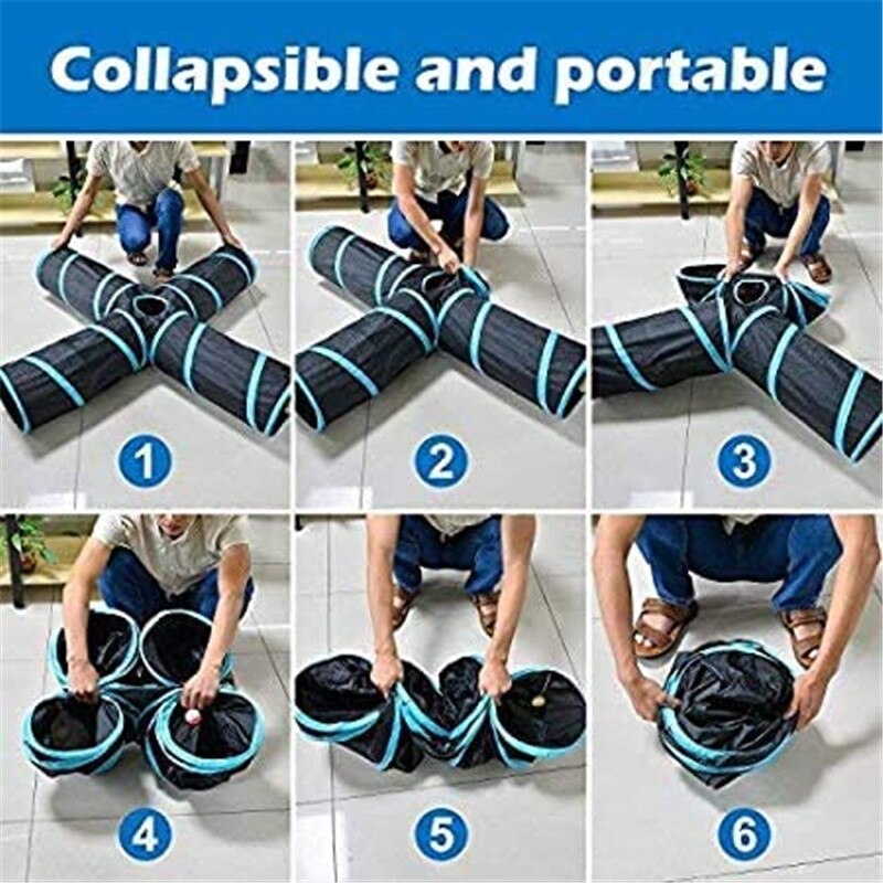 2/3/4 5-way Interactive Collapsible Cat Tunnel Tube Kitty Tunnel Bored Cat Pet Toys Peek Hole Toy Cat Puppy Kitty Kitten Rabbit