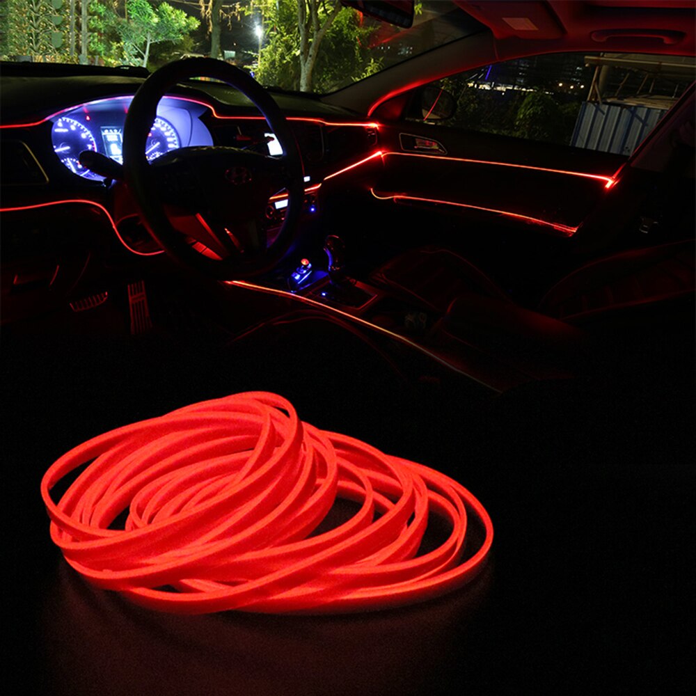 3m Auto LED Strips Decoratie Strip 12V Flexibele Neon EL Draad Touw Indoor Universele Interieur LED Auto Licht strip voor Auto Auto