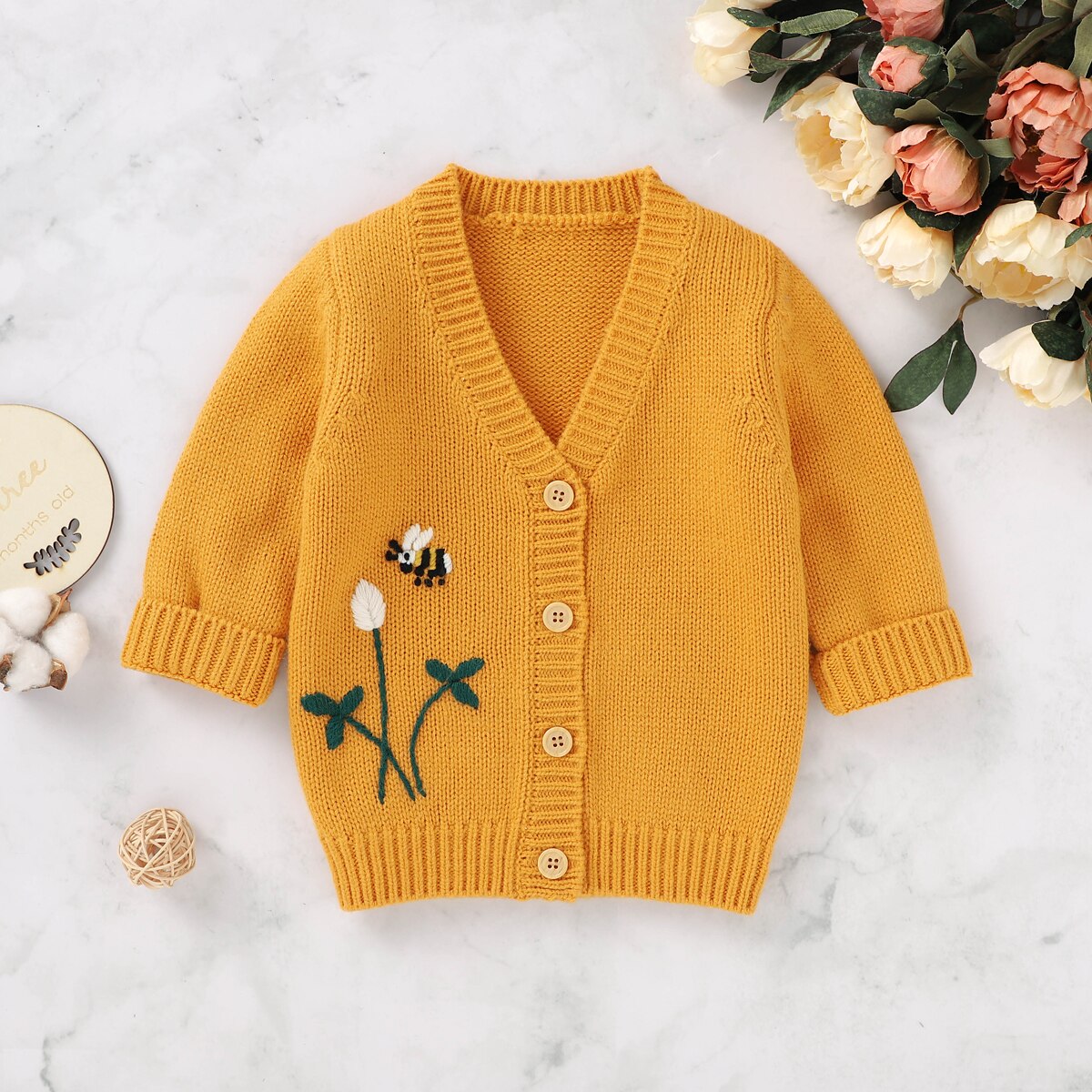 Efterår vinter børn baby sweatere leopard broderi strik frakke spædbarn baby pige dreng v-hals knapper sweatere cardigans overtøj