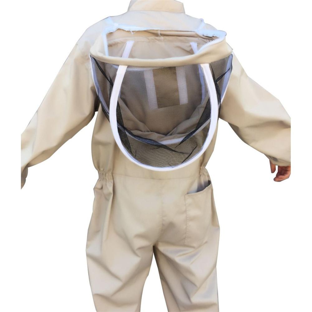 Ventilated Full Body Beekeeping Bee Keeping Suit with Leather Gloves Coffee Color