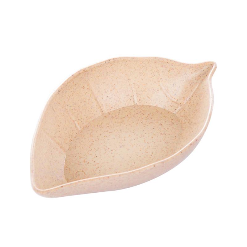 Kitchen Tools Seasoning Cocina Dish Bowl Wheat Straw Small Plates Snack Dish Sauce Plate Multipurpose Kitchen Tableware Supplies: Leaves - Beige