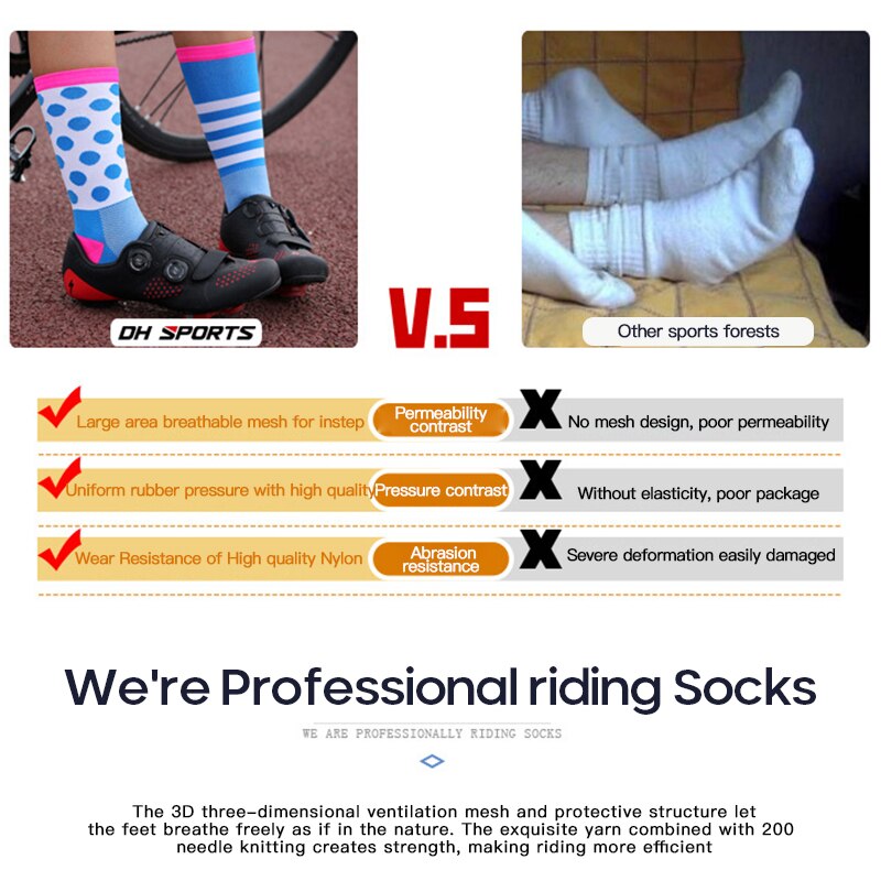 2pcs Cycling Bike Socks Sport Socks Breathable Sweat-absorbent Socks Road Bicycle Anti Slip Compression Sport Socks