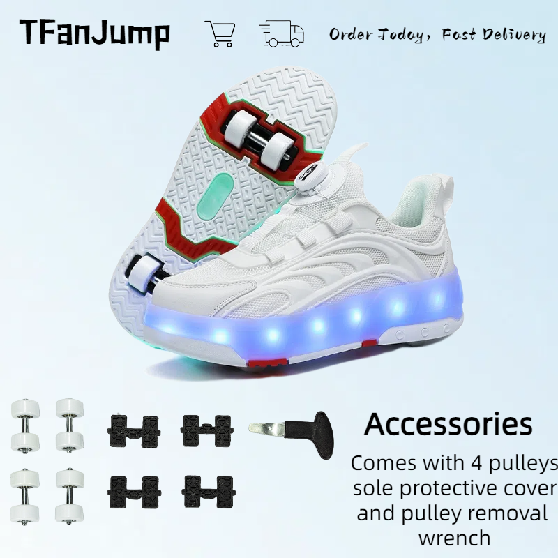 Latest 4 Wheel Roller Skates Sports Parkour Teens Roller Skates Walk Kids Deformation Roller Skates Shoes Children Unisex