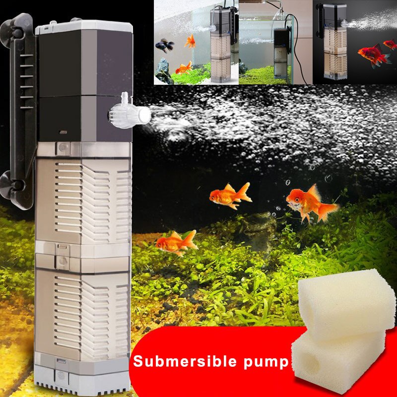 220V Internal Filter Pump 3 in 1 Submersible Fish Tank Aquarium Oxygen Pump JS23
