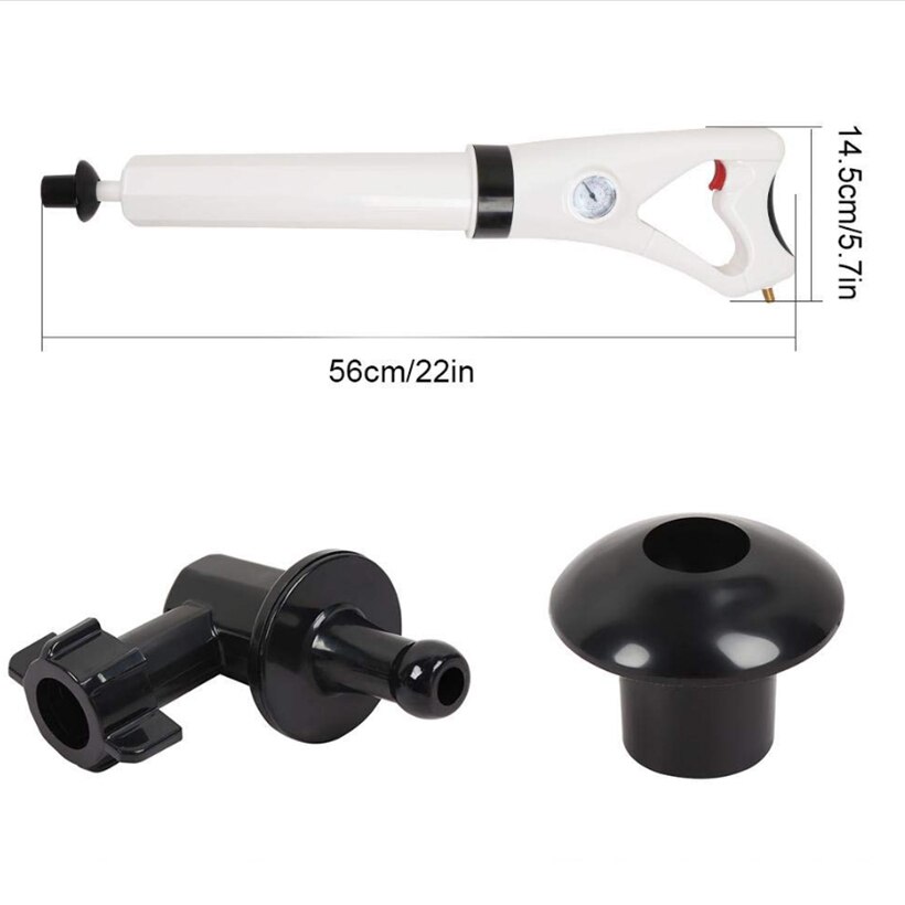 Powered By Air Inflatable White Toilet Plunger Piston Air Pressure Drainage Dredging Tools Remove Blaster Bathrooms,