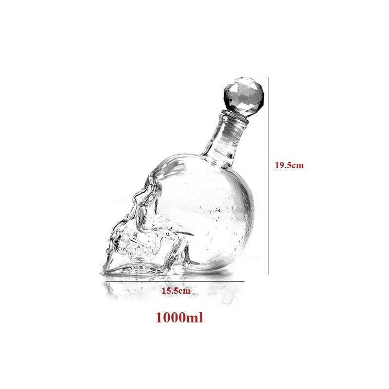 125ML/350ML/550ML/1000ML kreatywny kryształ czaszka kieliszek barek robić serwowania alkoholi jadalnia butelka whisky butelka wina DDC-41: 1000ml