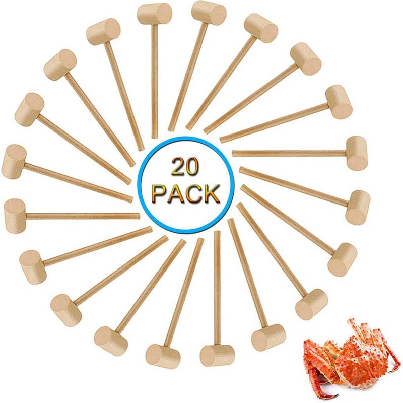 20Pcs Wooden Hammer Lobster Shellfish Crab Hardwood Mallet Gavel Toy for Boys Girls Leather Craft Jewelry Making