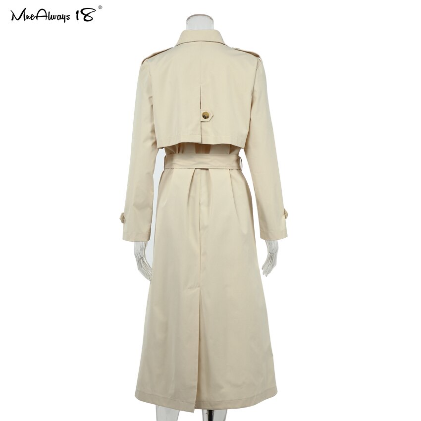 Mnealways18 Neue Zweireiher Graben Mantel Kleid Frauen Windjacke Langarm angeschnallt verlieren Mantel Damen Oberbekleidung Frühling Herbst