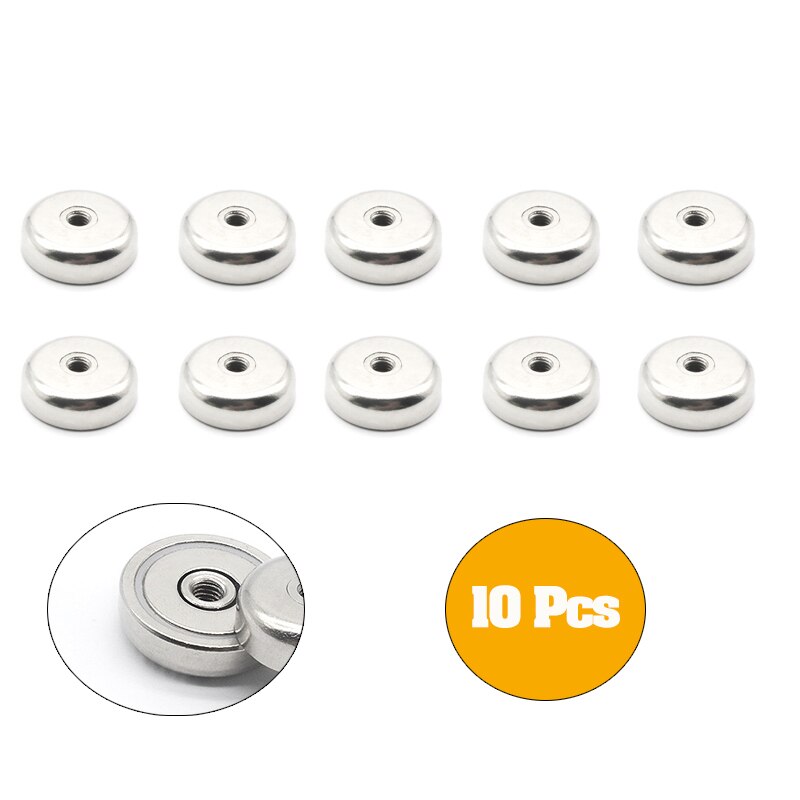 10 Pcs Neodymium Shallow Pot Magnets With Internal Thread Hole have a threaded Stem Flat Threaded Pot Magnet D16mm-D42mm Magnet
