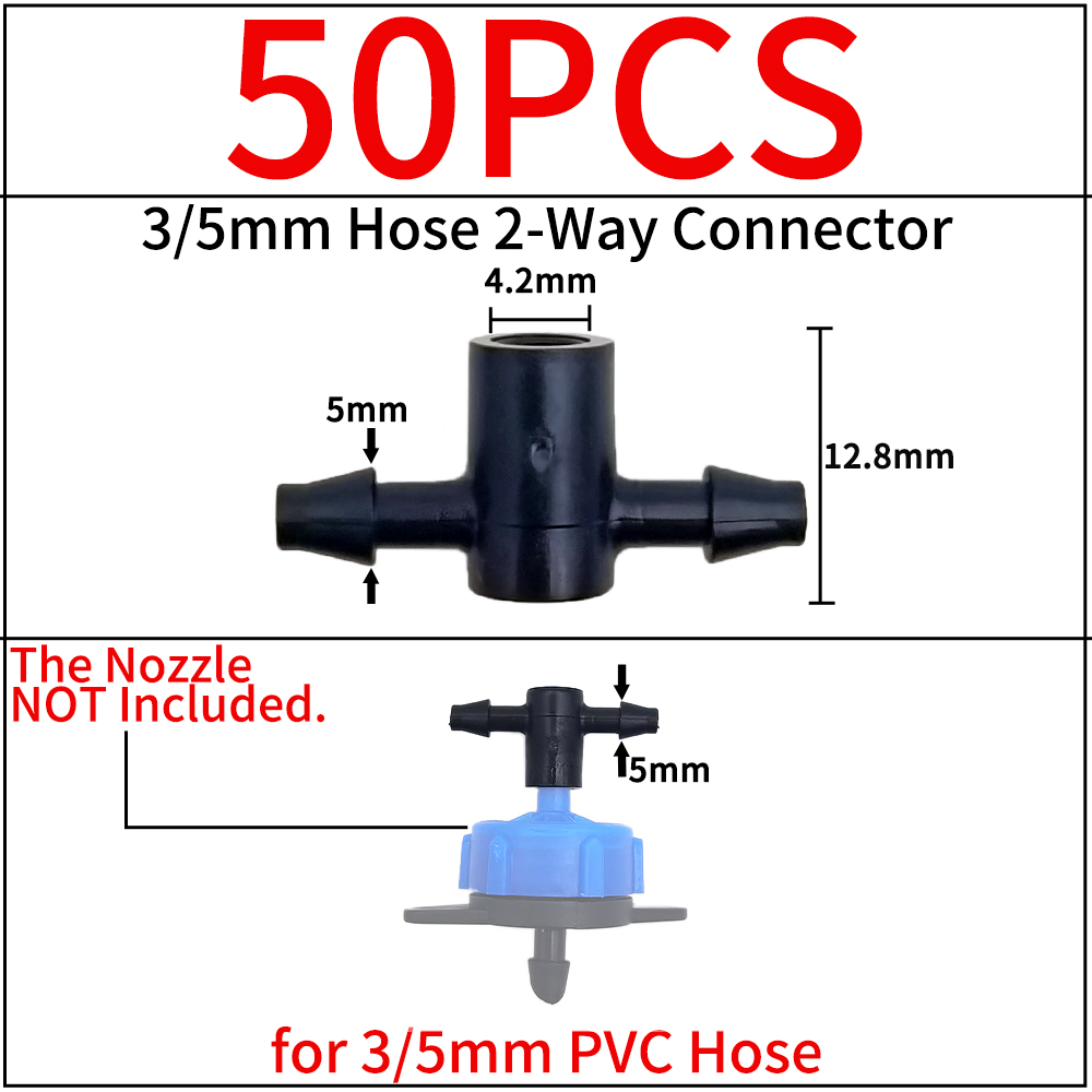 Oasis Garden Irrigation Connector Barbed Single Double Tee Elbow Drip Arrow Cross Coupling Watering Fitting for 3/5 4/7mm Hose: army green