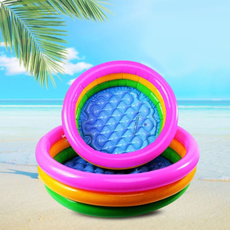 60/90CM Rainbow Baby Inflatable Round Swimming Pool for 0-3 Years Old Float Accessories Kids Outdoor Pool Toy