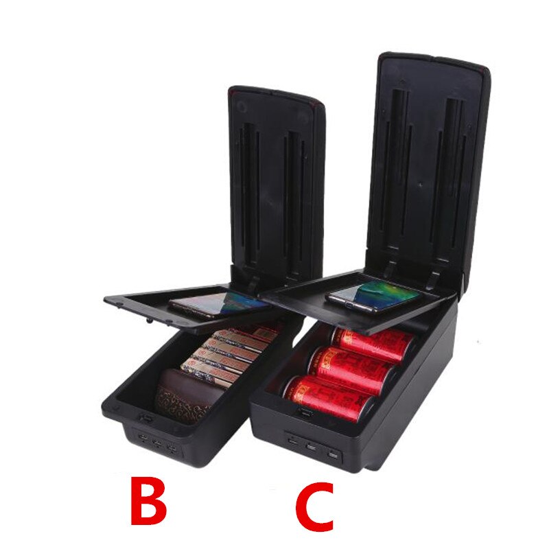 For Peugeot 107 armrest box USB Charging heighten Double layer