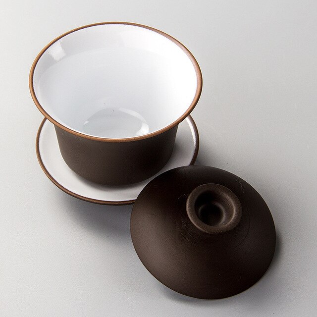 Kinesisk teaset gaiwan te koppar lera lera terrin 120ml lock skål tefat zisha te brygga te kopp: C