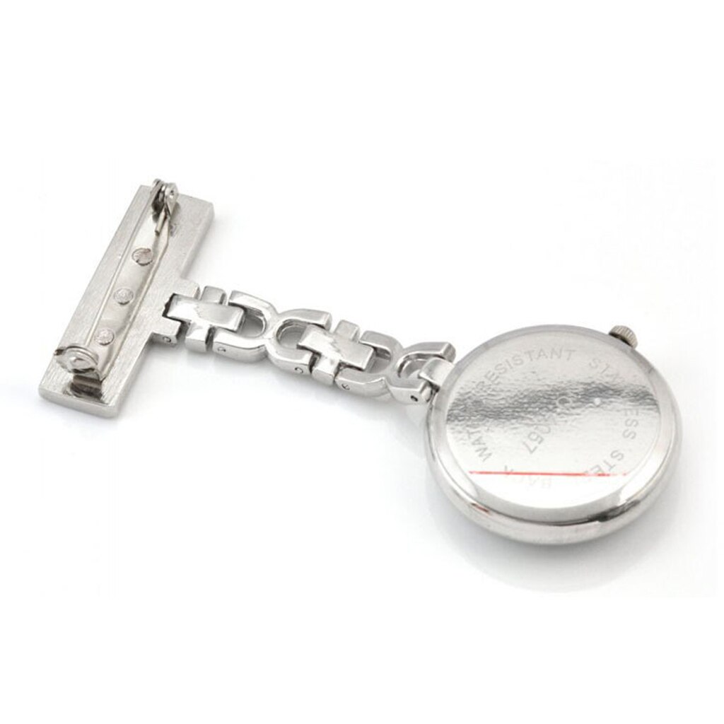 Large Face Nurses Pocket Fob Watch On Bar With Brooch White Luminous