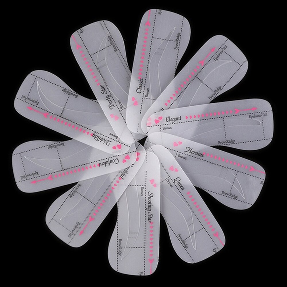 10/12Pcs/Pack DIY Eyebrow Shaper Template Eyebrow Grooming Shaping Stencil Kit Brow Stencils Card Makeup Acces: 10pcs