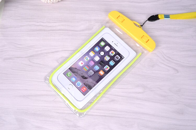 6.0 "pvc luminoso smartphones sacos para xiaomi redmi 5 plus caso à prova dwaterproof água para iphone 6s para huawei p20 p10 para samsung s8 caso: Yellow