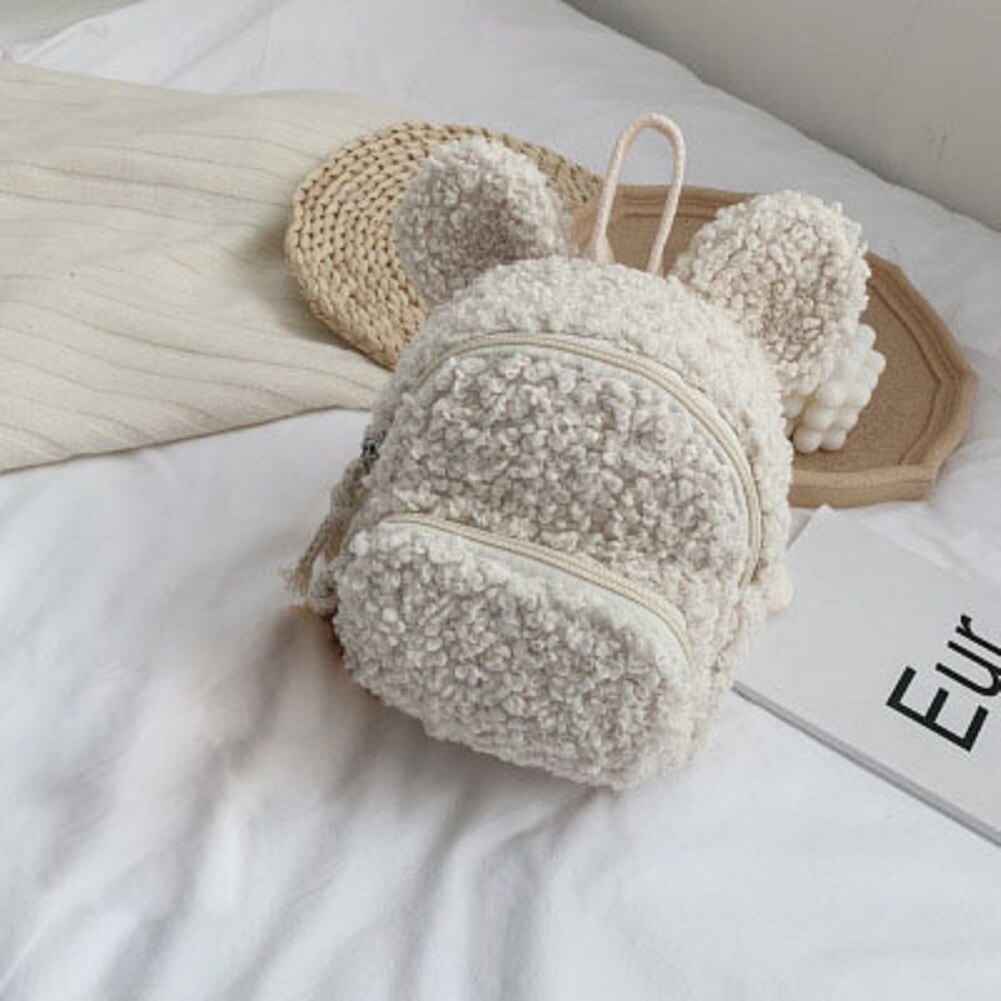 Kinderen meisjes kinderen fleece cartoon schattig rugzak baby peuter pluche klein mini schooltas schoudertas rugzak: C