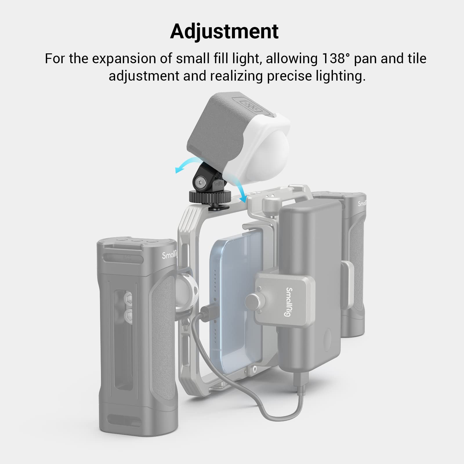 Smallrig mini-blitzschuh  to 1/4 " -20- schrauben-adapter zur erweiterung kleiner aufheller, der eine schwenk-/neigungseinstellung von 138 ermöglicht 3577