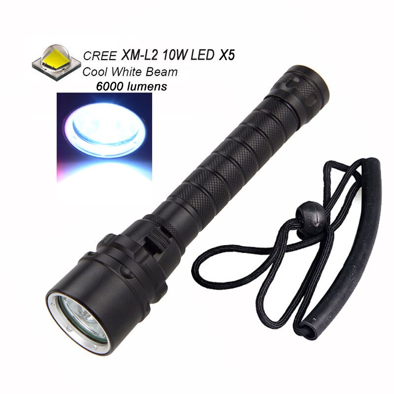 Linterna de buceo TOPCOM CREE XML T6 L2 LED Luz de pesca submarina blanca o amarilla linterna sumergible de buceo antorcha 3800 6000 lúmenes: option G