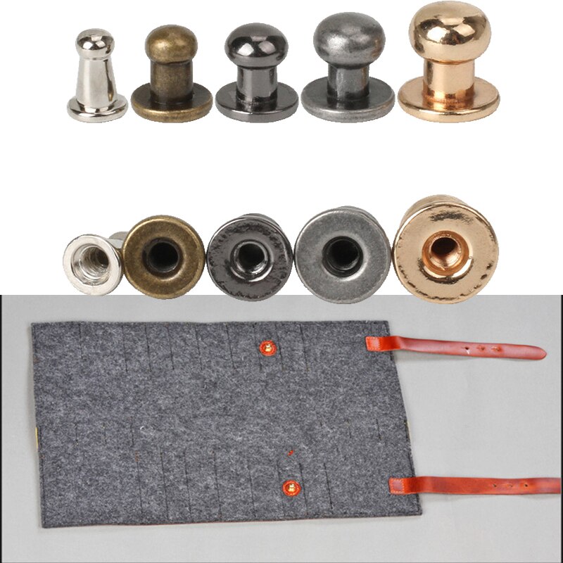 10Set Metalen Massief Messing Knop Schroef Klinknagels Diy Ambachten Lederen Product Tassen Klinknagels Monnik Hoofd Spikes Hardware Decor Nail gespen