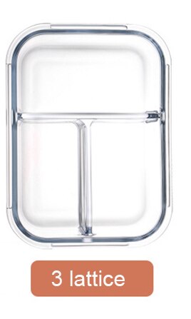 Korean style Lunch Box Glass Microwave Bento Box Food Storage Box school food containers with compartments for kids: 3 lattice / 850ml
