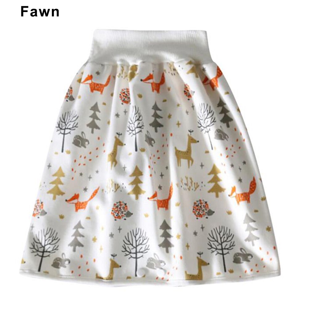 Comfy Children Diaper Skirt Shorts 2 in 1 Waterproof Super Absorbent Leak-proof Washable Baby Diaper Skirt Pants ALS88: fawn S