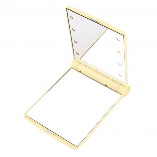 Foldable 8LED Lighted Makeup Vanity Mirror Tabletop Adjustable Brightness Lamp Cosmetic Table Makeup Mirror: OffWhite