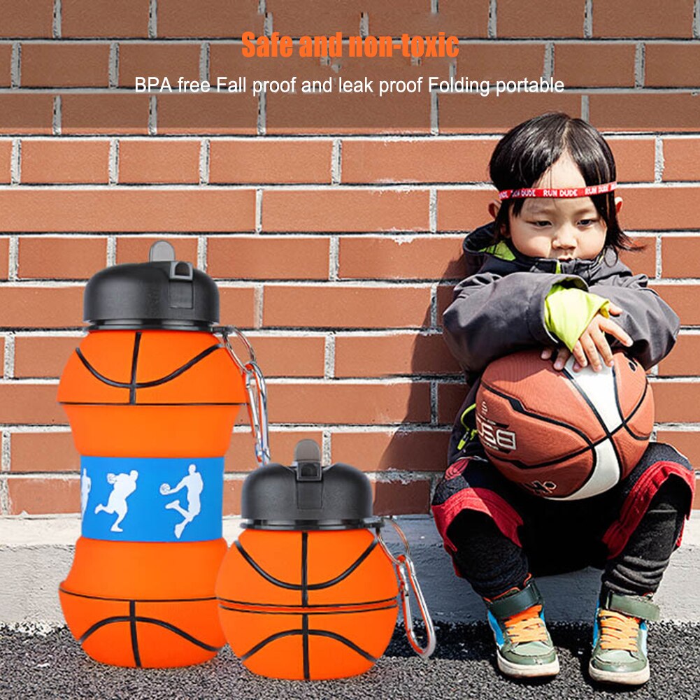 Outdoor Sport Water Fles Siliconen Vouwen Cup Draagbare Anti Siliconen Water Fles Basketbal Creatieve Water Cup