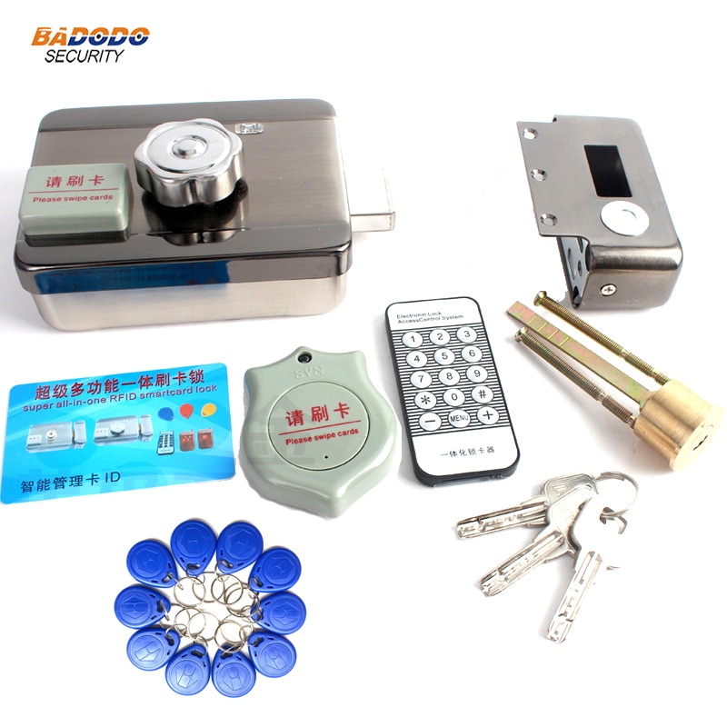 Electric lock 125KHz RFID ID EM card motor lock with mechanical key support intercom for access control system