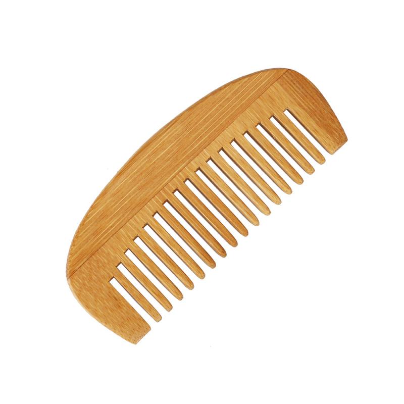 Nan-peine de media luna de bambú para cabello, cepillo para pelo rizado portátil, masaje antiestático, para evitar enredos, barba seca o húmeda, 3 uds.