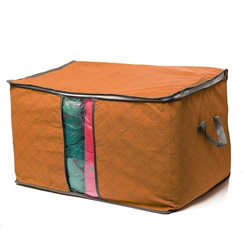 Bamboe Draagbare Kleding Opbergtas Organizer 60x40x35 cm Vouwen Closet Organizer Voor Kussen Dekbed Deken Beddengoed: Orange L