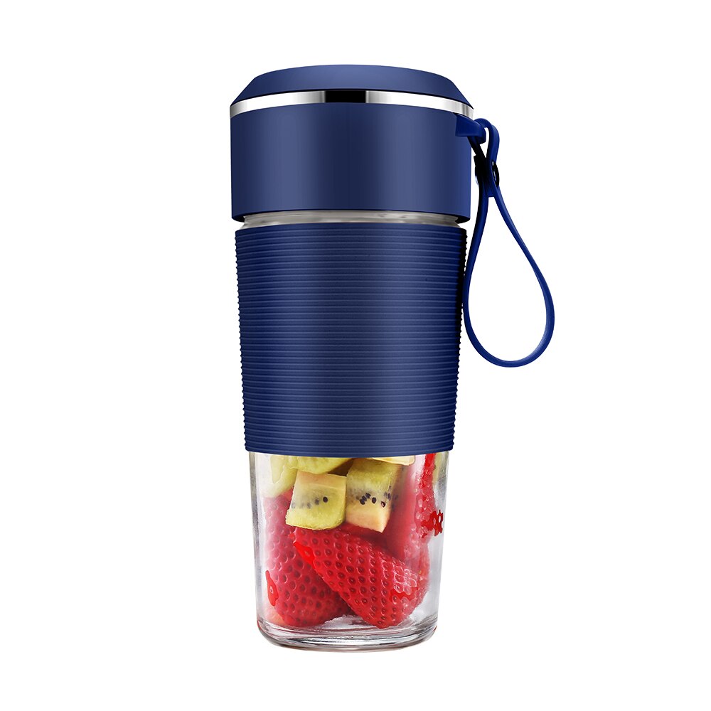 Juice Cup 300mL Mini Personal Portable Cordless Juicer Cup Smoothie Maker with USB Charging for Office Travel: Blue