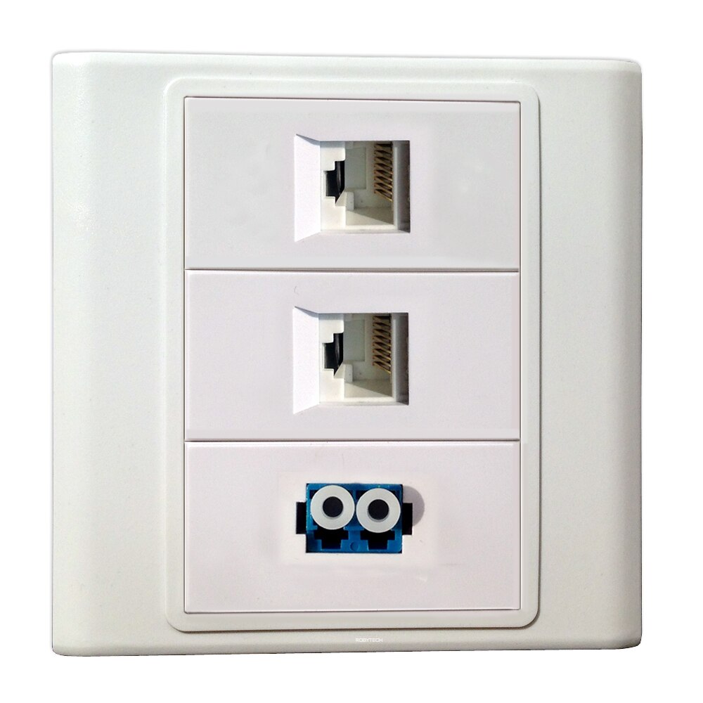RJ45 + RJ45 + Lc, cat6 Keystone Poorten Informatie Wandplaat Outlet Cover Plug Poort Voor Home Office Bekabeling Systeem