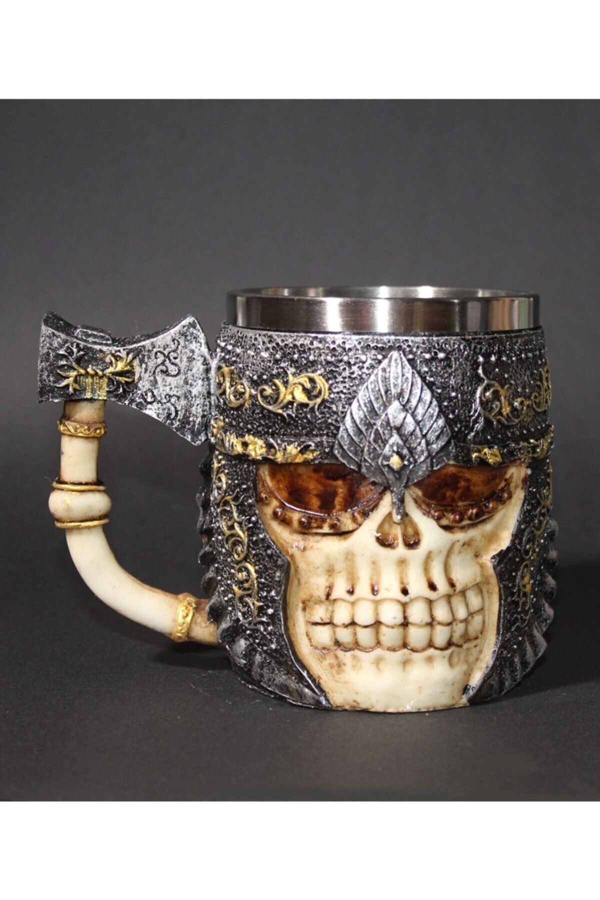 Beer Glass Skull Mug Espresso Coffee Cup Set Handmade Beer Mug Tea Glass Whiskey Glass Tumbler Drinkware steel resin 3D: Black