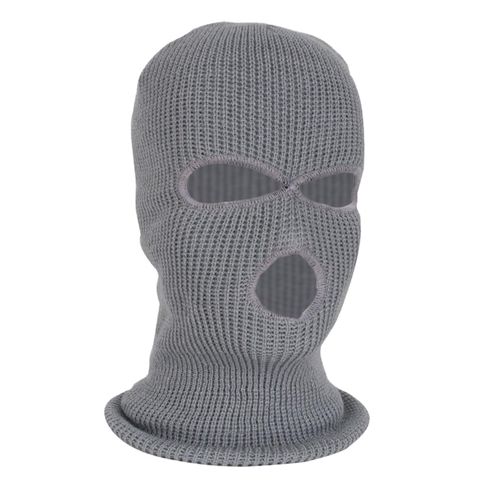 Adultos 3-agujero pasamontañas de punto de protector para todo el rostro ciclismo deportes al aire libre de los hombres y las mujeres: gray