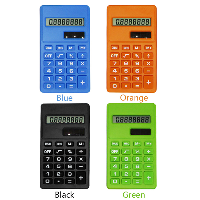 8 cijfers Solar Batterij Coin Siliconen Knop Rekenmachine Standaard Calculator Student Office Mini Draagbare Rekenmachine