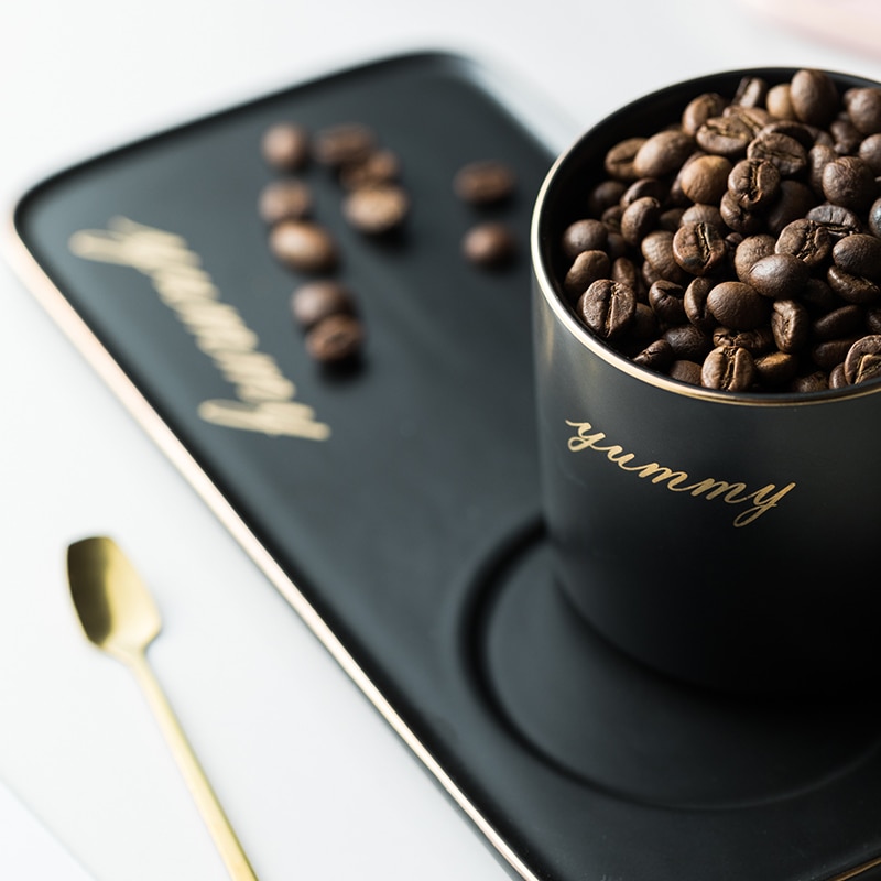Europæisk luksuriøs keramisk kaffekop guld ske underkop krus dragt kaffetilbehør mælkekopsæt varmebestandig tekop