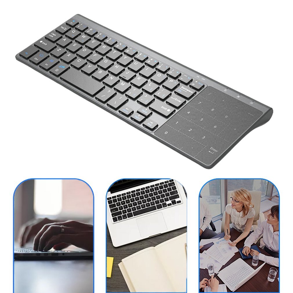 Thin 2.4GHz USB Wireless Mini Keyboard with Number Touchpad Numeric Keypad for Android windows Tablet, Desktop, Laptop,PC &ZH