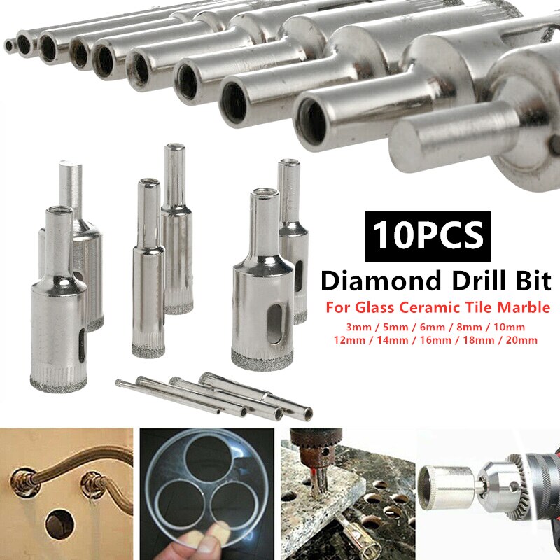 6-50mm 16PCS Diamond Hole Saw Drill Bit Set Glass Ceramic Tile Marble Saw Cutting Tools Diamond Coated Hole Saw Drill Bit Set