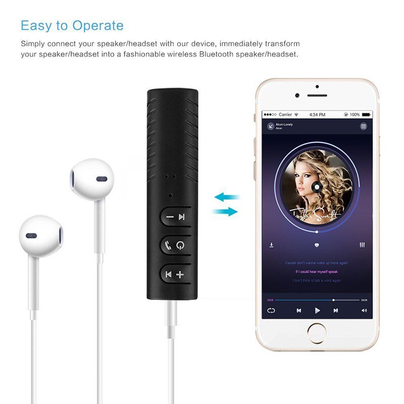 Adaptador de música Bluetooth, transmisor coche, receptor de Audio Universal, Mini Aux, manos libres