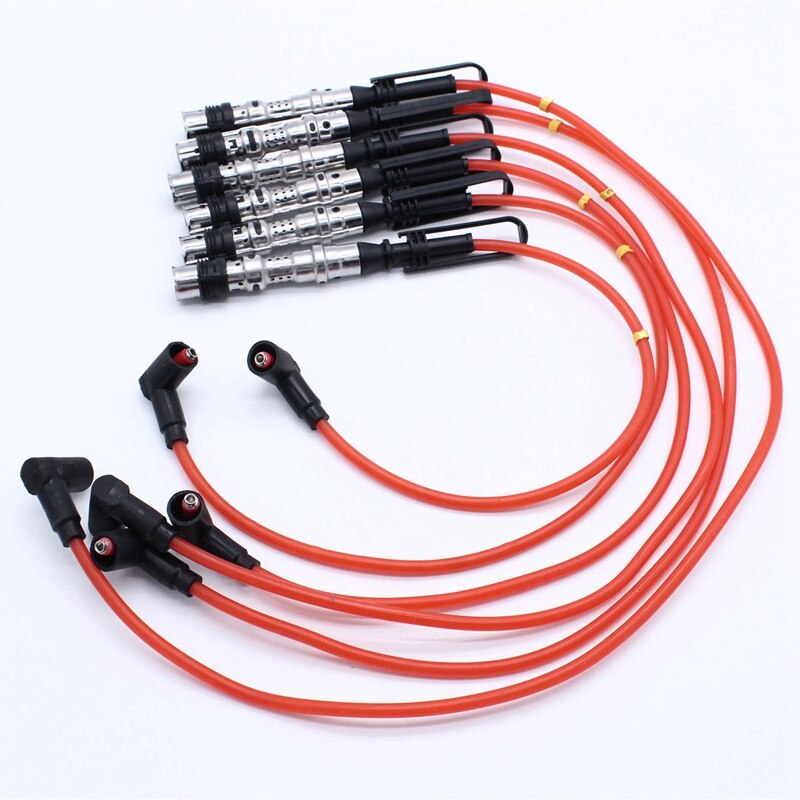 Cables de bujía de bobina de encendido, 6 uds., Cable rojo para Golf III Corrado VR6 2,8 2,9 AAA ABV con extractor 021905409AD