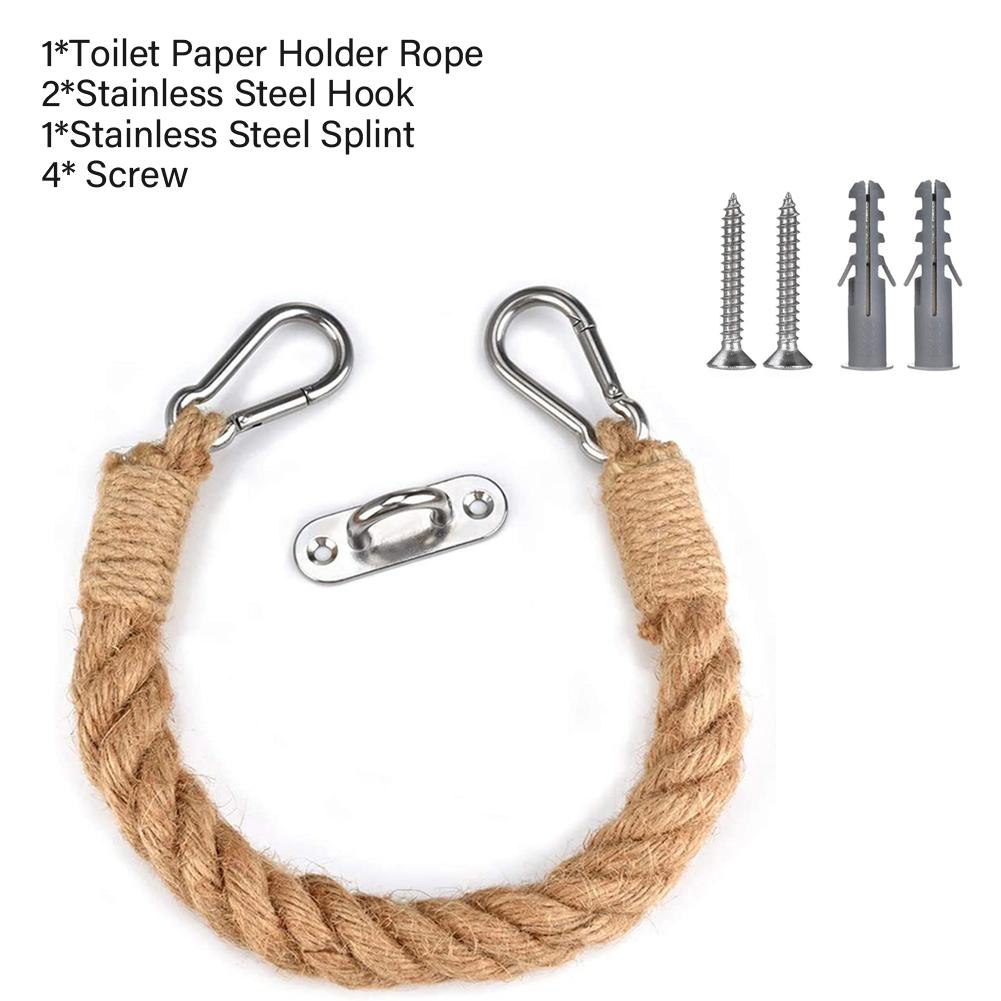 Cáñamo de cuerda para colgar en la pared, portarrollos de baño Retro hecho a mano, soporte de papel higiénico, accesorios de baño