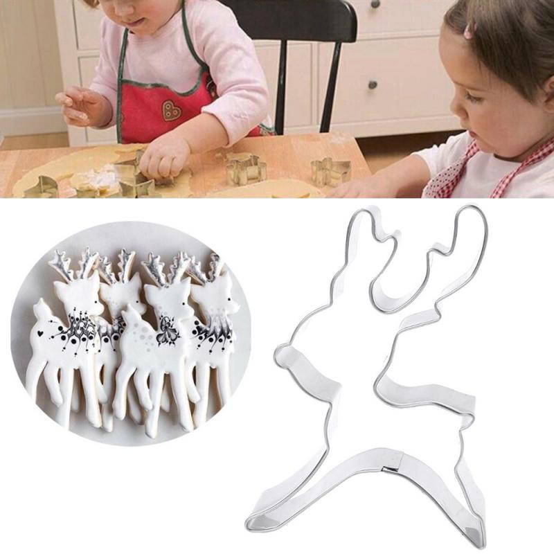 Stainless Steel Cookie Cutter Cake Biscuit Baking Mold Bakeware Cute Cartoon Deer Shape Cake Moulds Baking Pan Tools