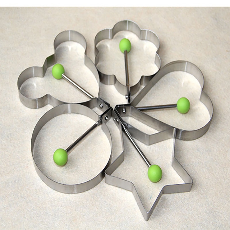 1/5pcs Stainless Steel Omelette Maker Heart Shaped Fried Egg Maker Breakfast Baking Model Mould Cooking Tools: Yellow