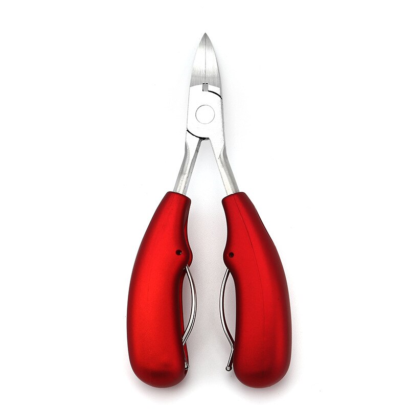 1 stk dobbeltfjedret plasthåndtag fingernegl & tånegle neglebåndstang trimmeklipper saks tang negleklipper skæreværktøj: Rød